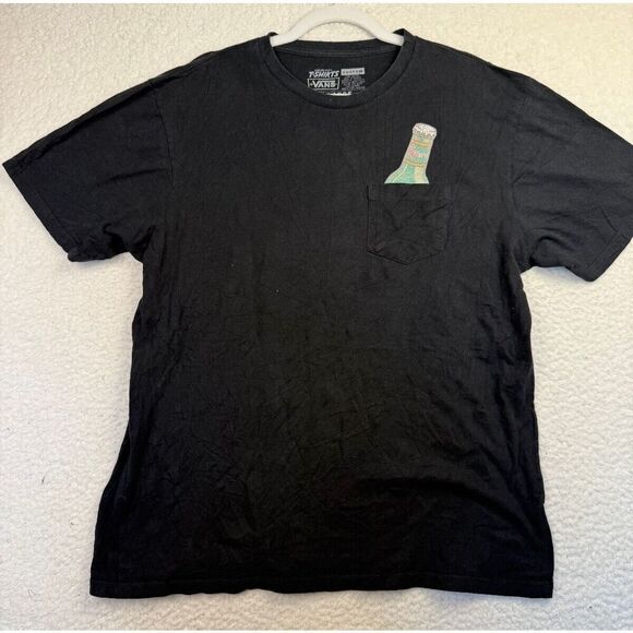 Vans Off The Wall Sixty 6ers Custom Fit Pocket Tee Shirt Black Size XLarge - Picture 1 of 7
